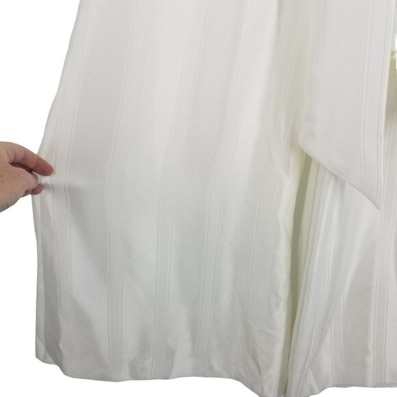 Galvan London Eden Deep V Wide Leg White Satin Bridal Jumpsuit Puff Sleeve Bride - Picture 15 of 16